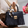 Scarf Decor Leather Handbag