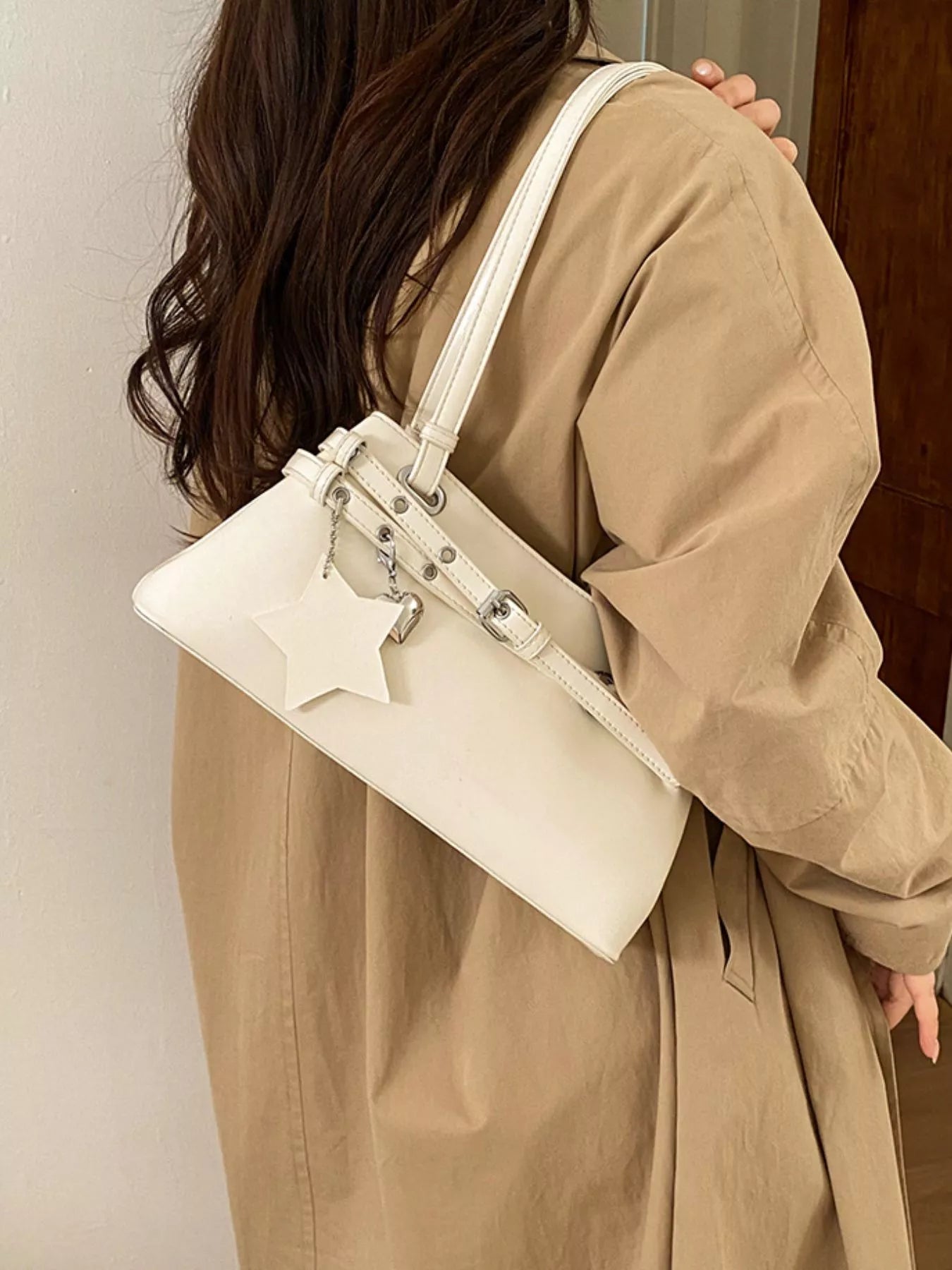 Buckle Decor Shoulder Bag
