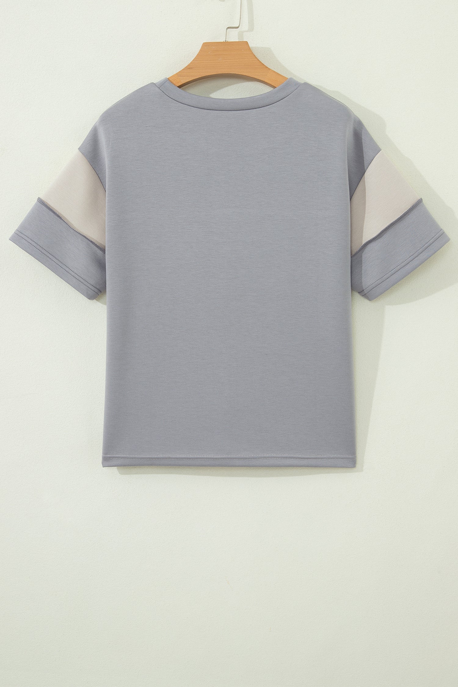 Gray Raw Seam Color Block Camouflage Patchwork Casual Tee