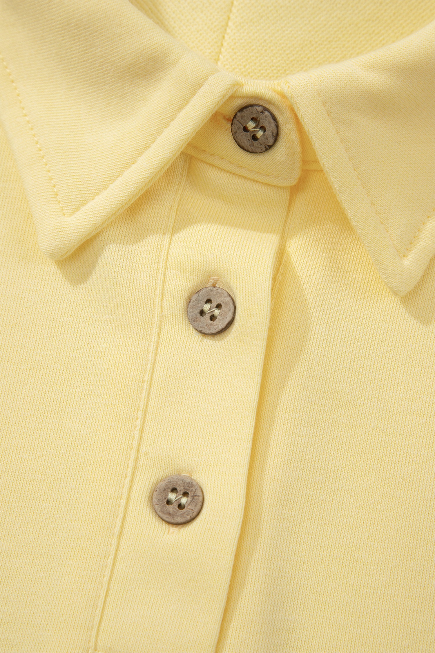 Yellow Cream Loose Polo Tee Elastic Waist 2pcs Short Set