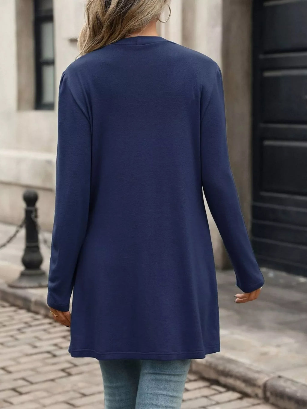 V-Neck Button-Up Long Sleeve Cardigan with Pockets