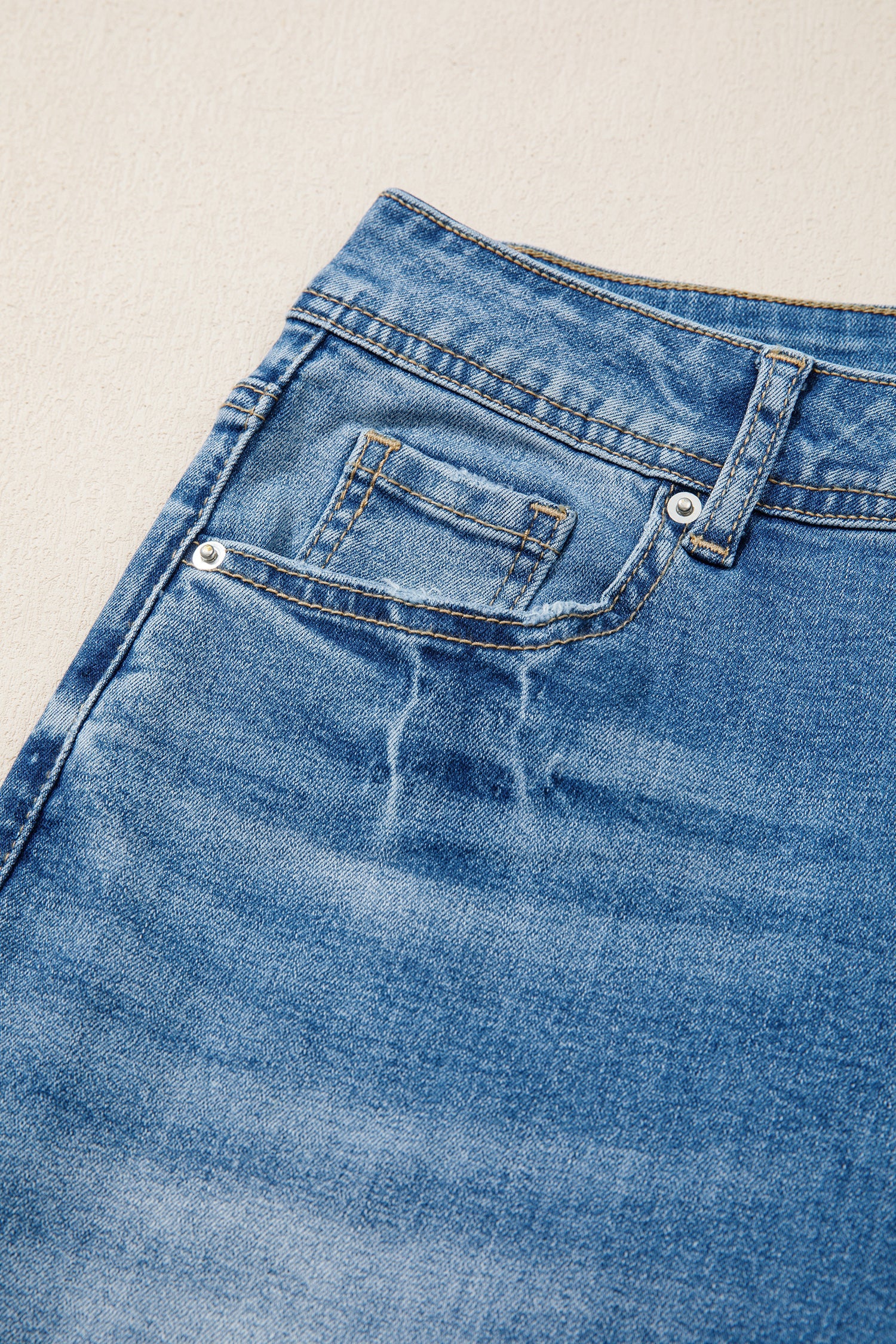 Myosotis Acid Washed Straight Leg Full Length Casual Jeans