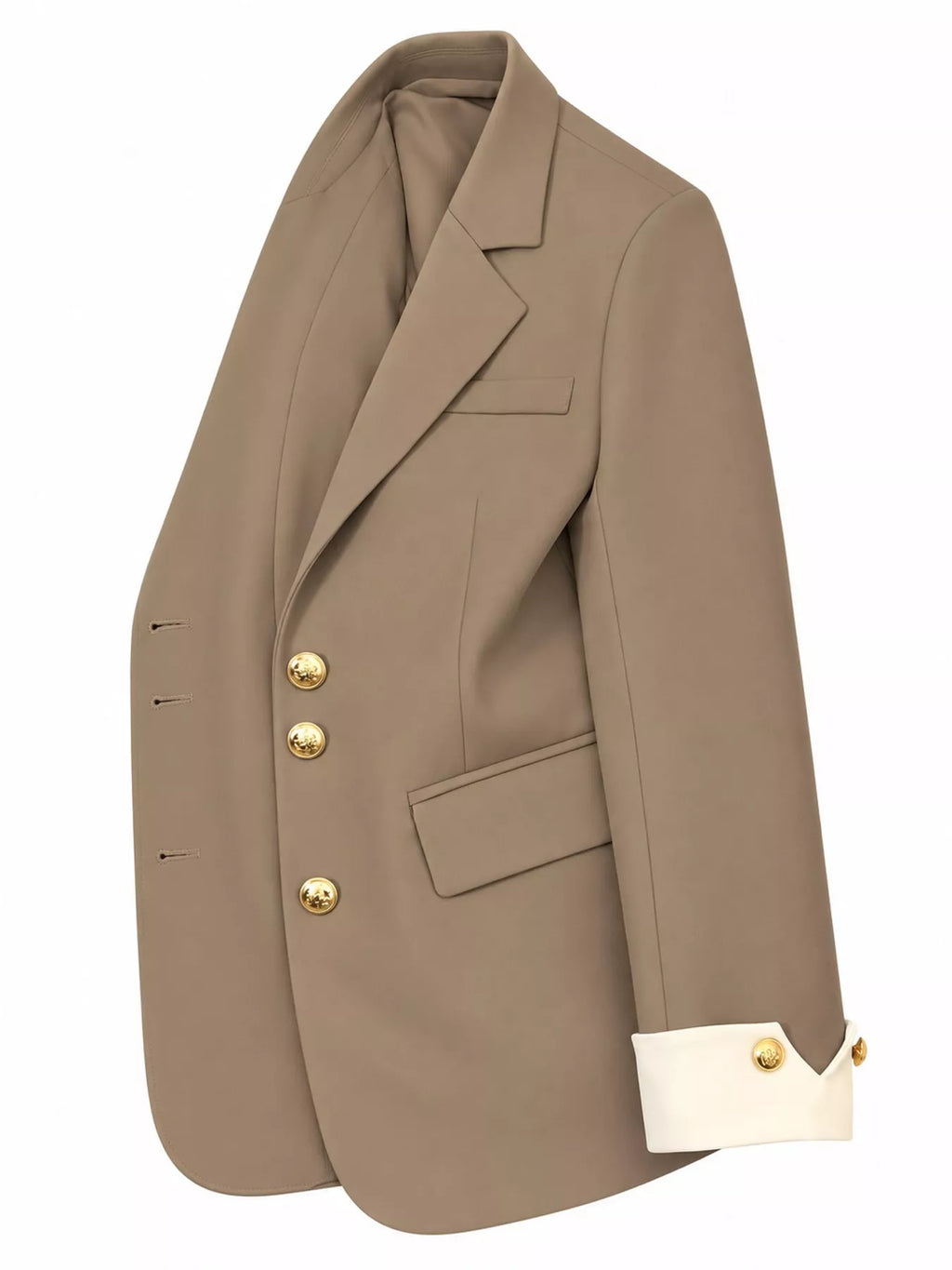 Full Size Single-Breasted Blazer with Gold Button Accents Plus Size