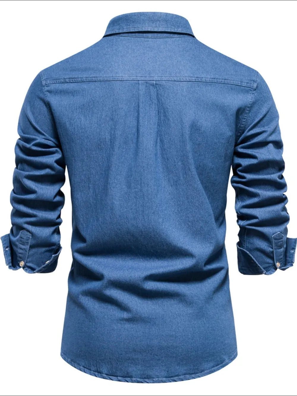 Men's Button-Down Denim Shirt with Chest Pocket