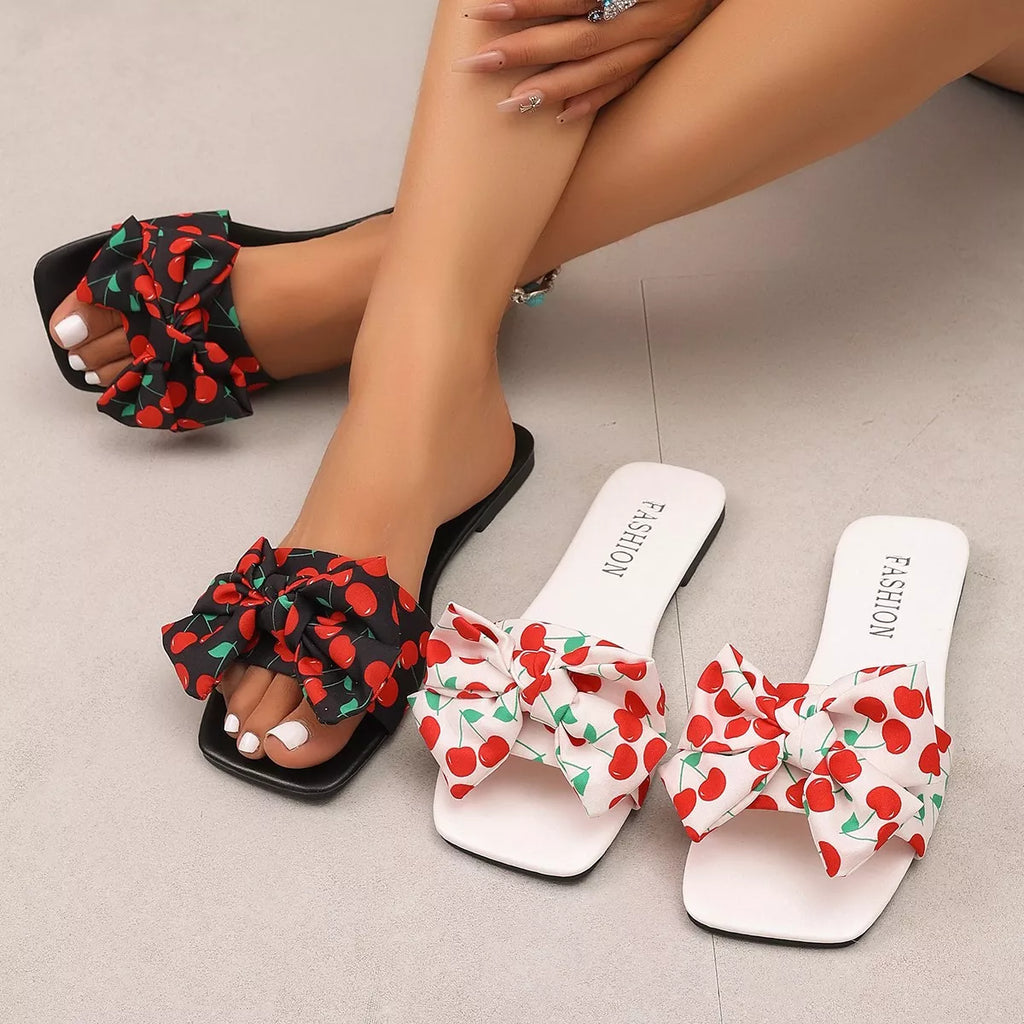 Cherry Bow Flat Sandals