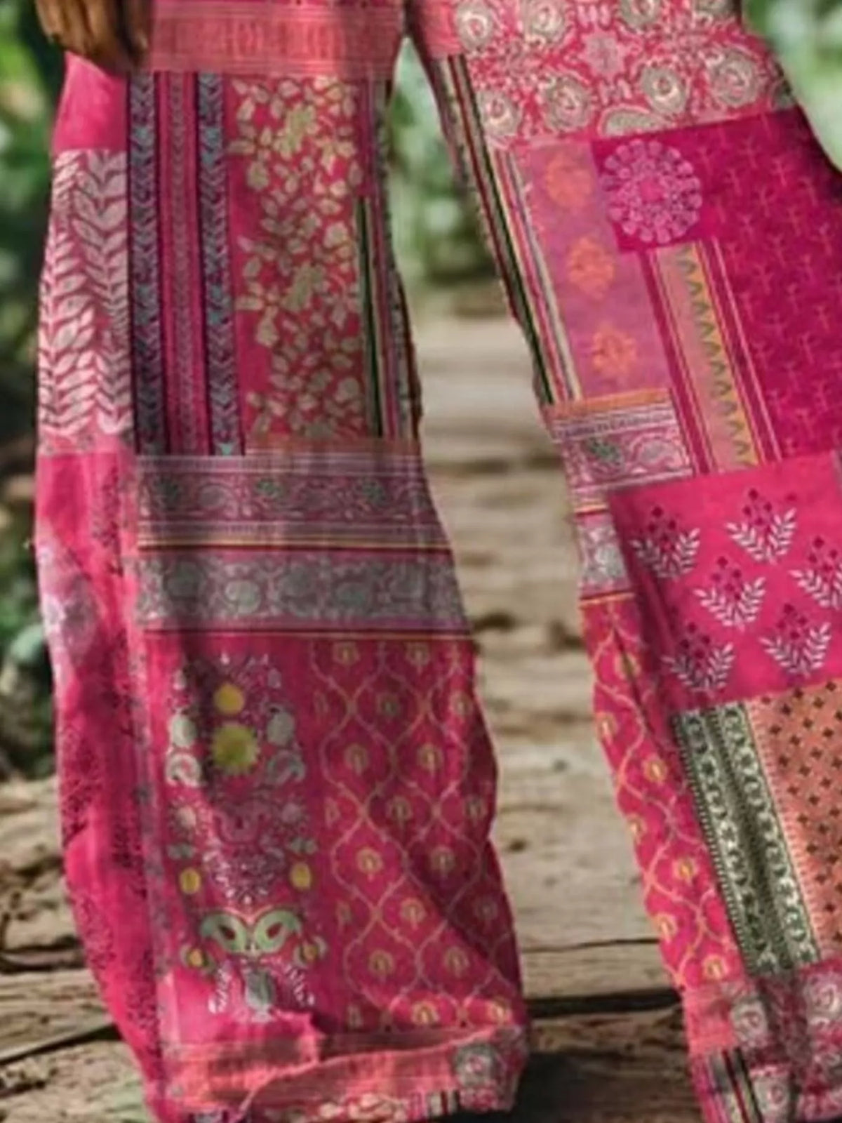 Full Size Floral Wide-Leg Pants Plus Size