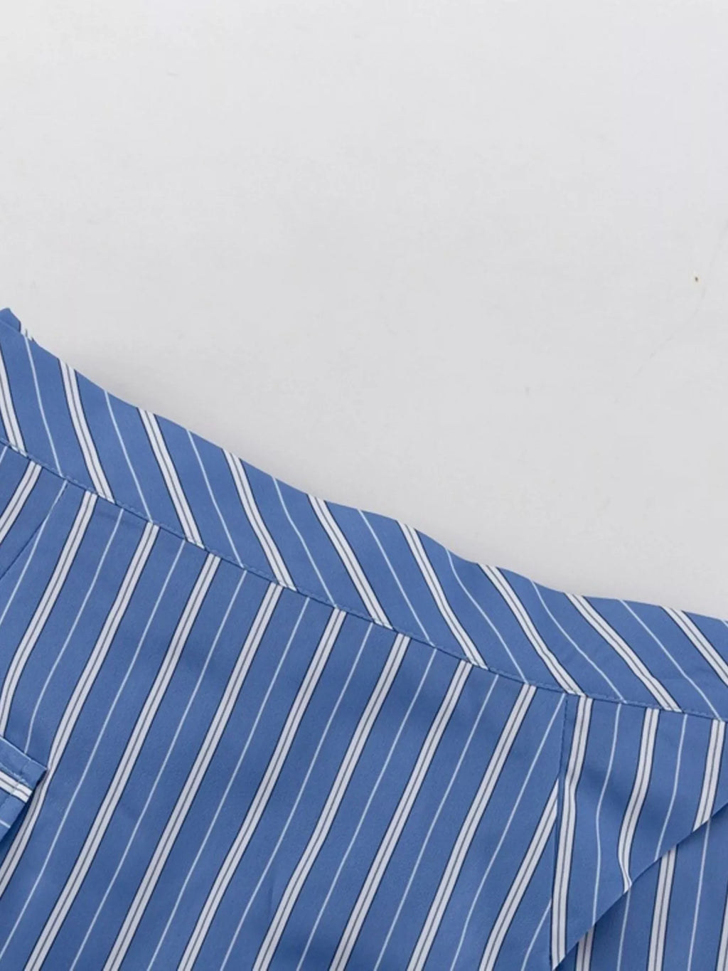 Striped Shirt and Asymmetrical Mini Skirt Set