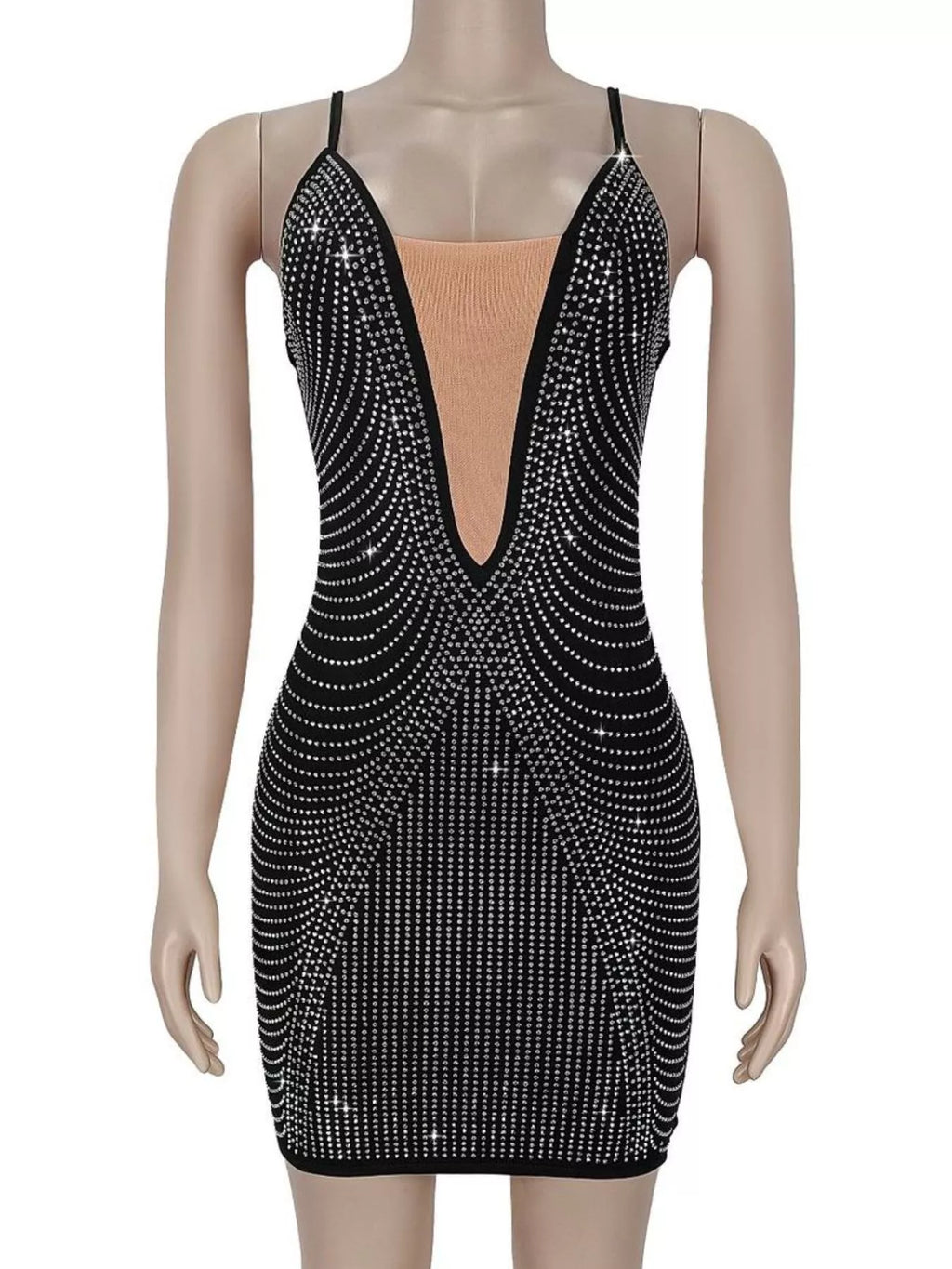Rhinestone Spaghetti Strap Mini Dress