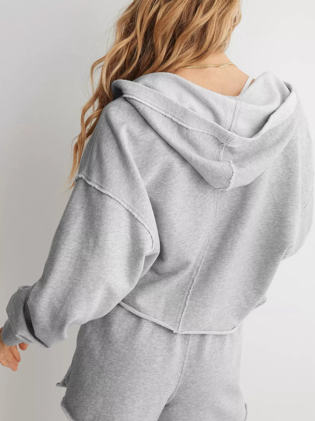 Dropped Shoulder Cropped Hoodie