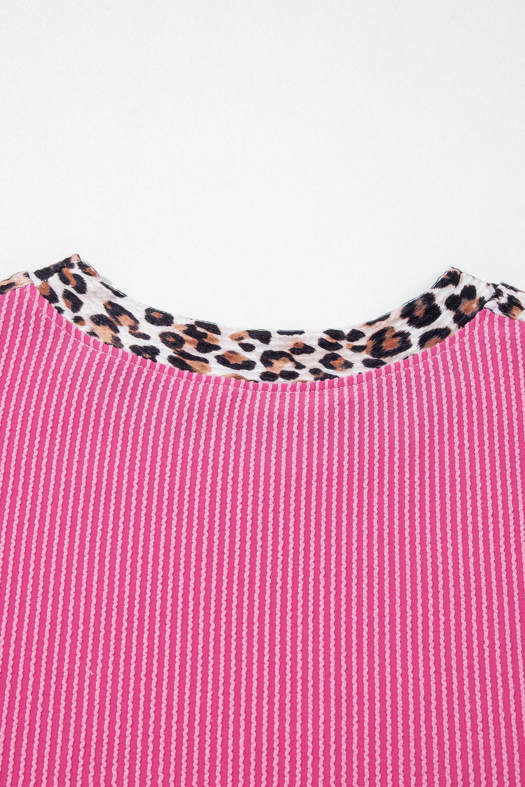 Sachet Pink Leopard Trim Twist Ribbed Short Set