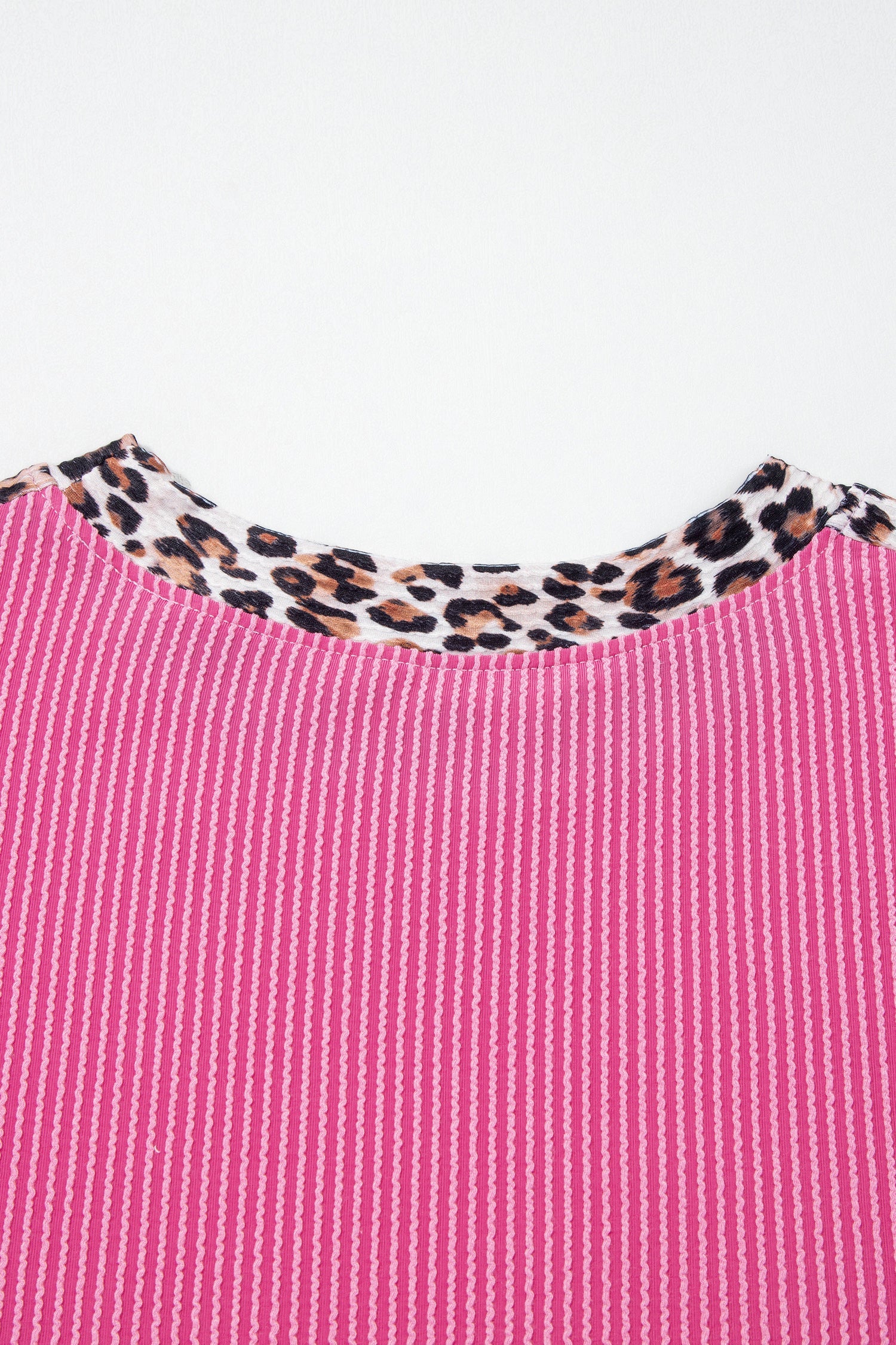 Sachet Pink Leopard Trim Twist Ribbed Short Set