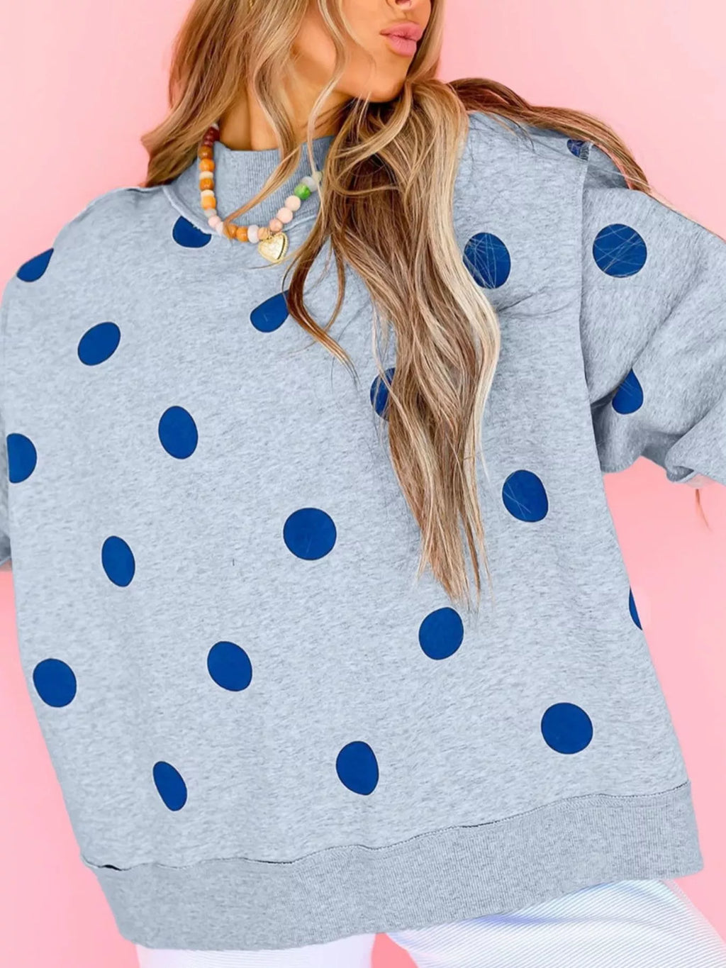 Oversized Polka Dot Crewneck Sweatshirt