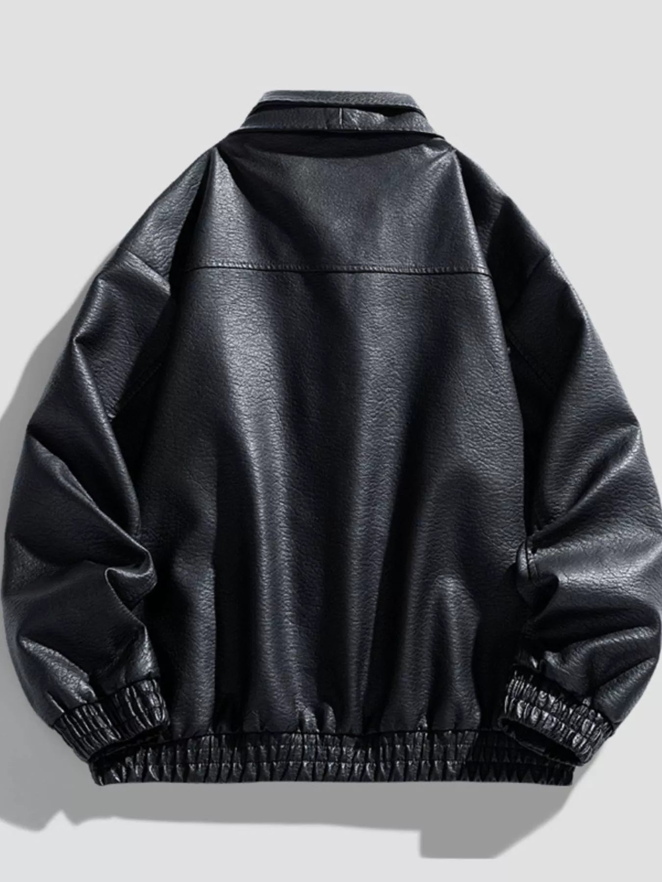 Men's Plus Size Faux Leather Bomber Jacket