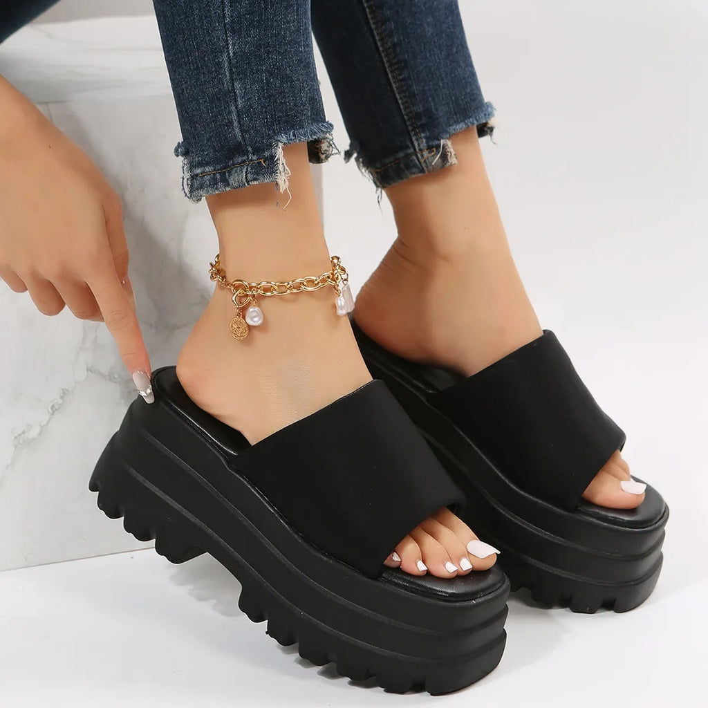 Open Toe Platform Slide Sandals