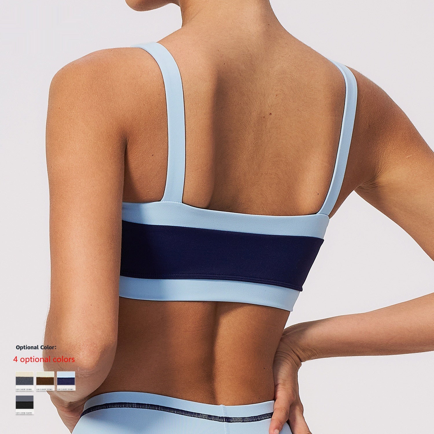 Womens Breathable Sweat Absorbent Color Block Trim Pilates Yoga Bra