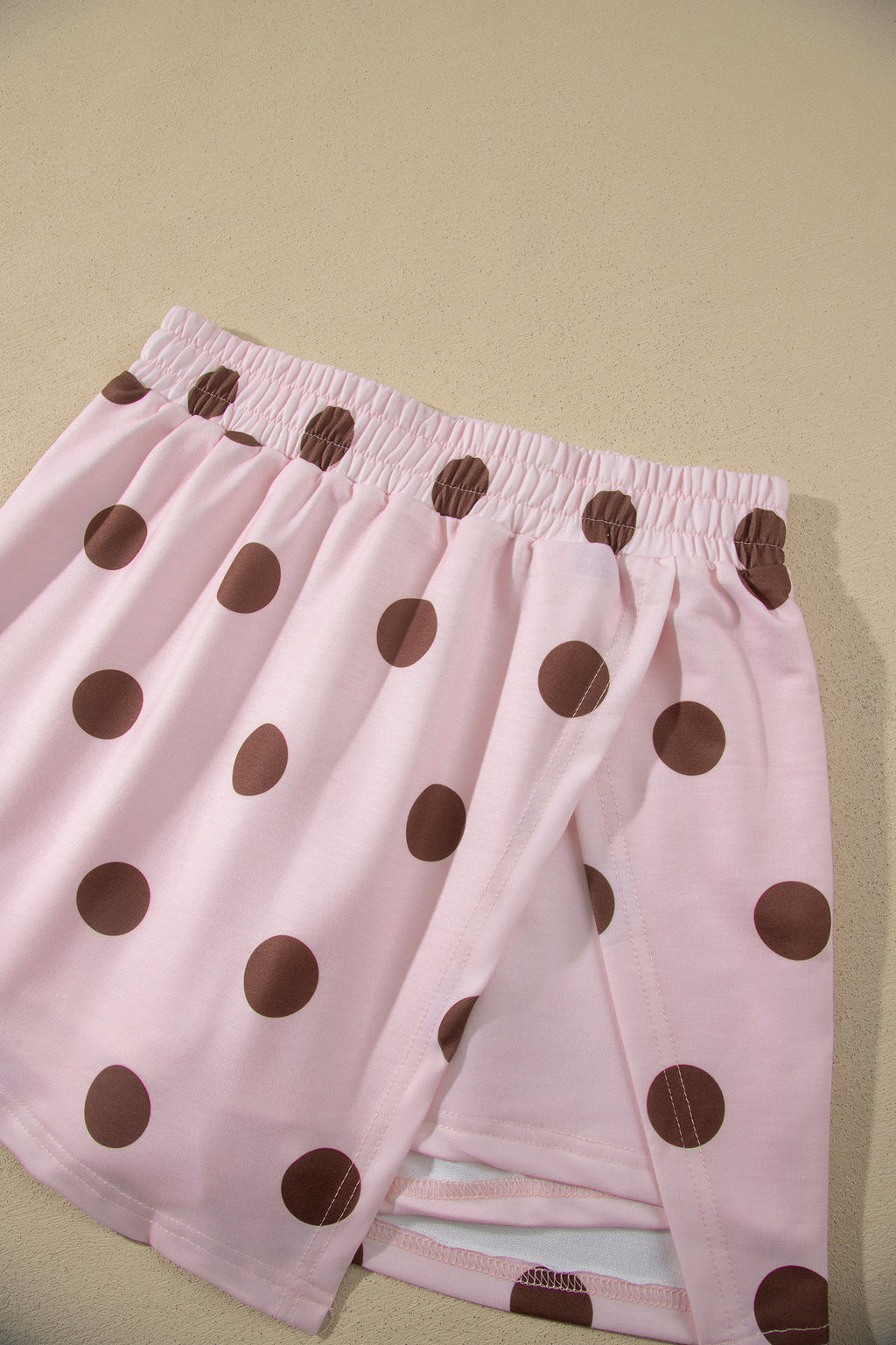 Pink Polka Dot Two Piece Set Long Sleeve Casual Skirt Set