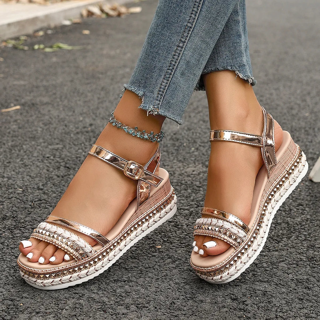 Rhinestone Embellished Platform Sandals