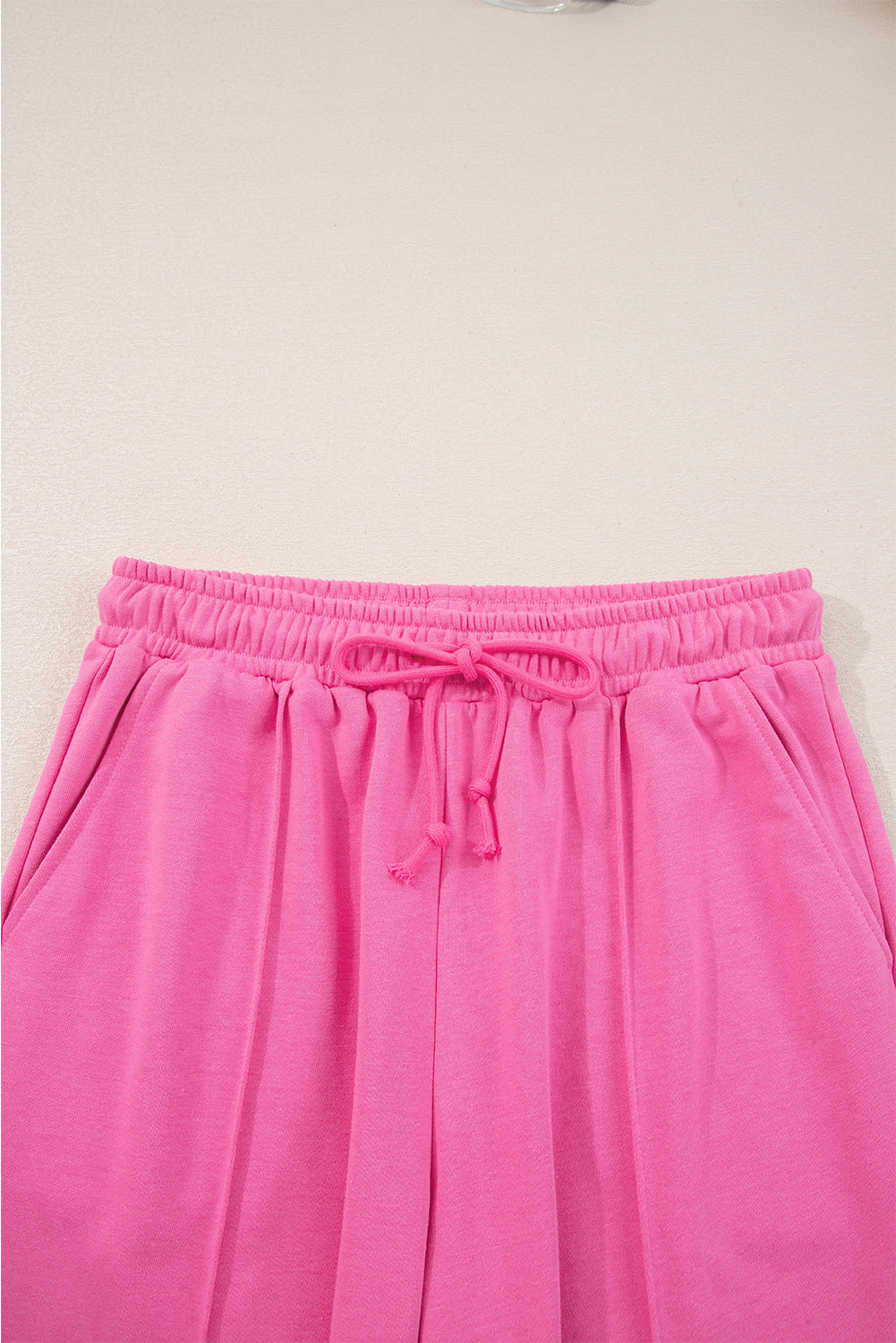 Solid Collared Top and Central Seam Pants Set