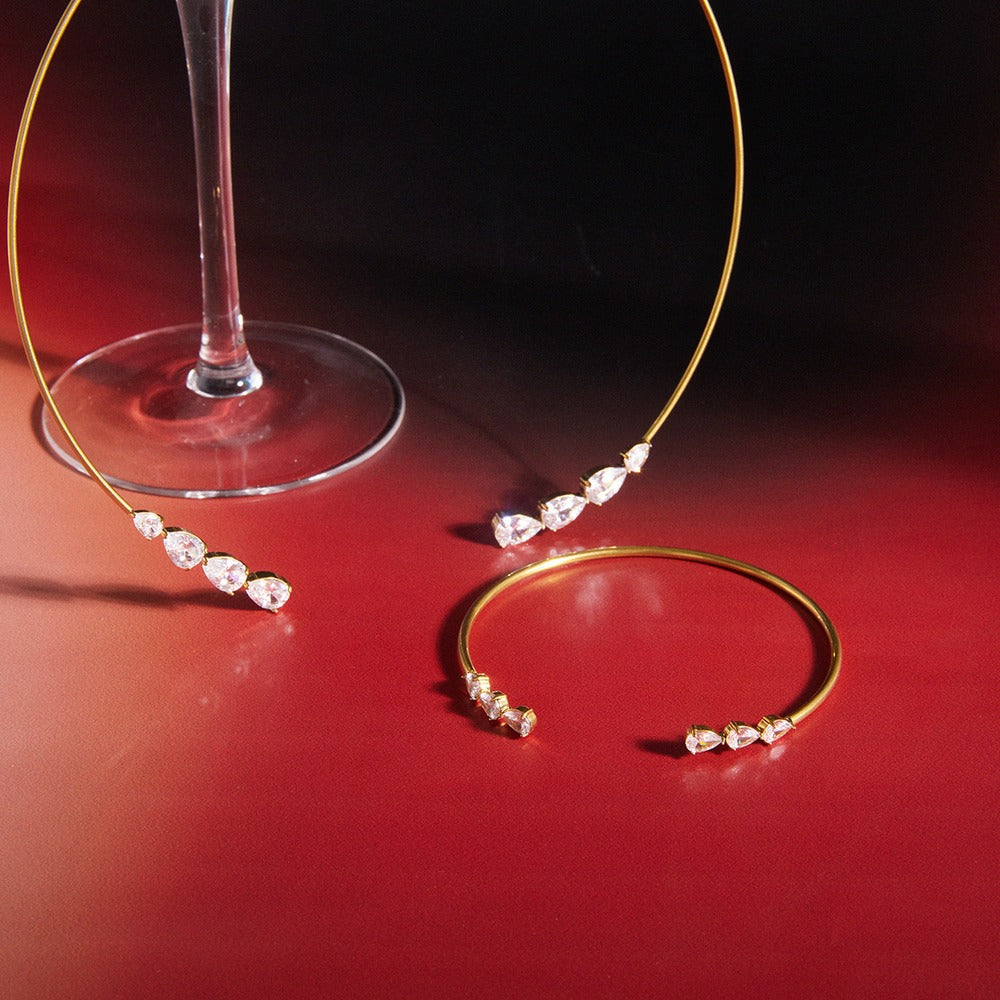 Zircon Collar Bracelet Set