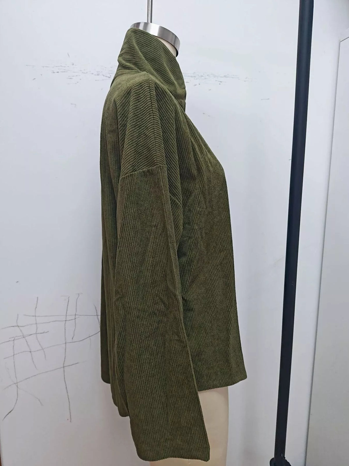 Asymmetric Button-Up Corduroy Jacket