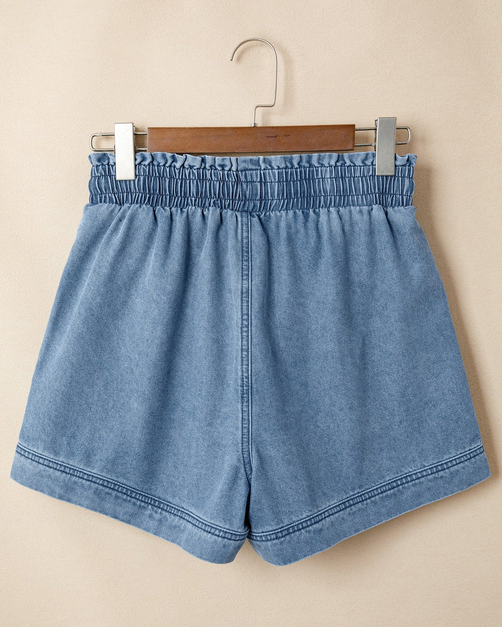 Violet Smocked Elastic Waist Denim Shorts