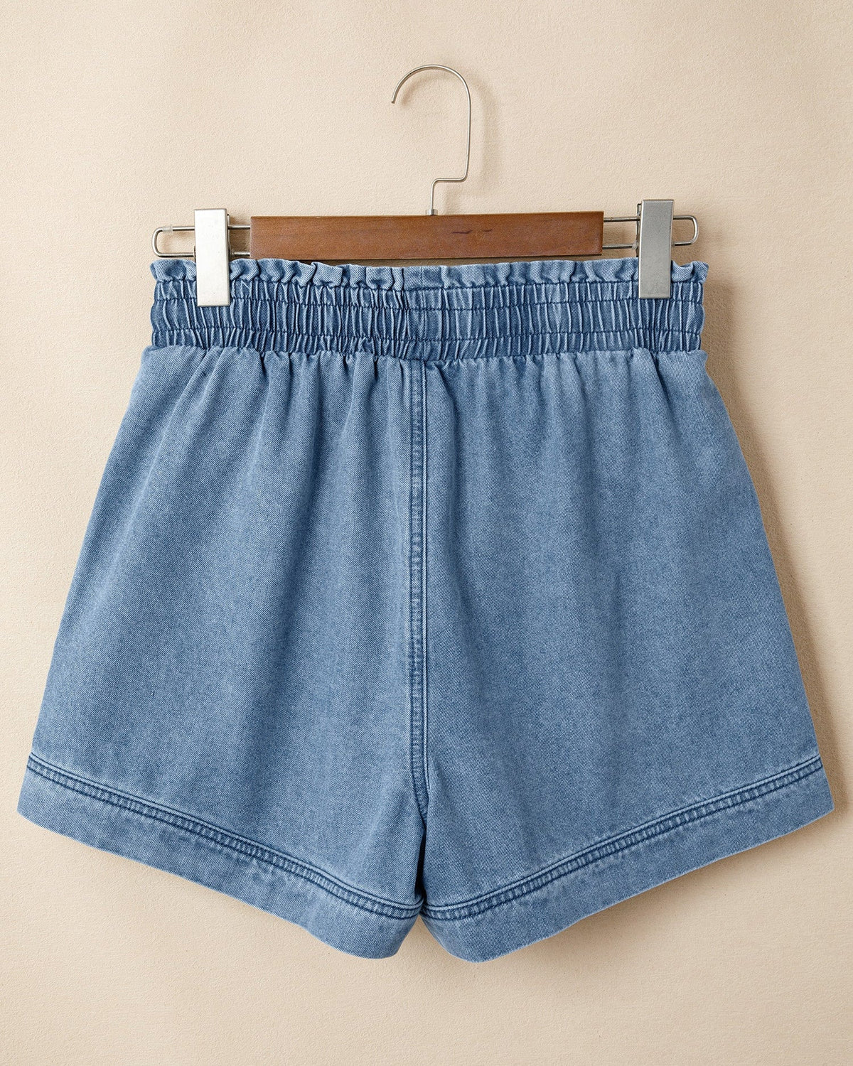 Violet Smocked Elastic Waist Denim Shorts