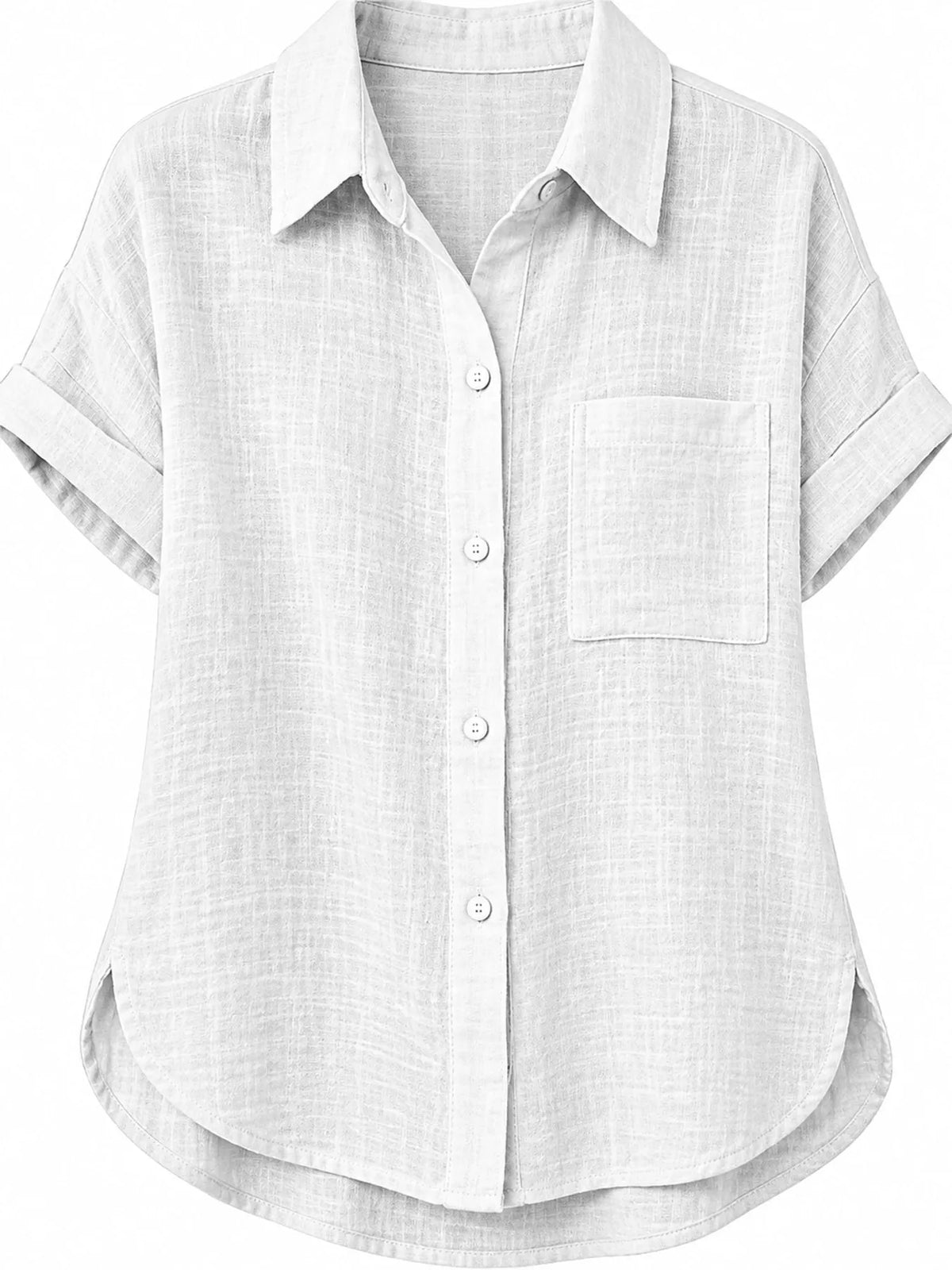 Full Size Button Up Short Sleeve Shirt Plus Size