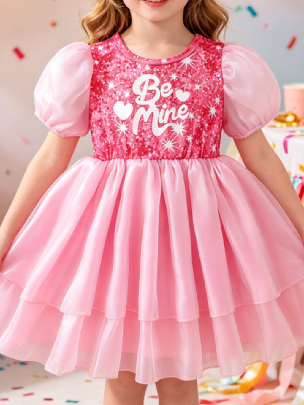 Children's Sequin Puff Sleeve Dress