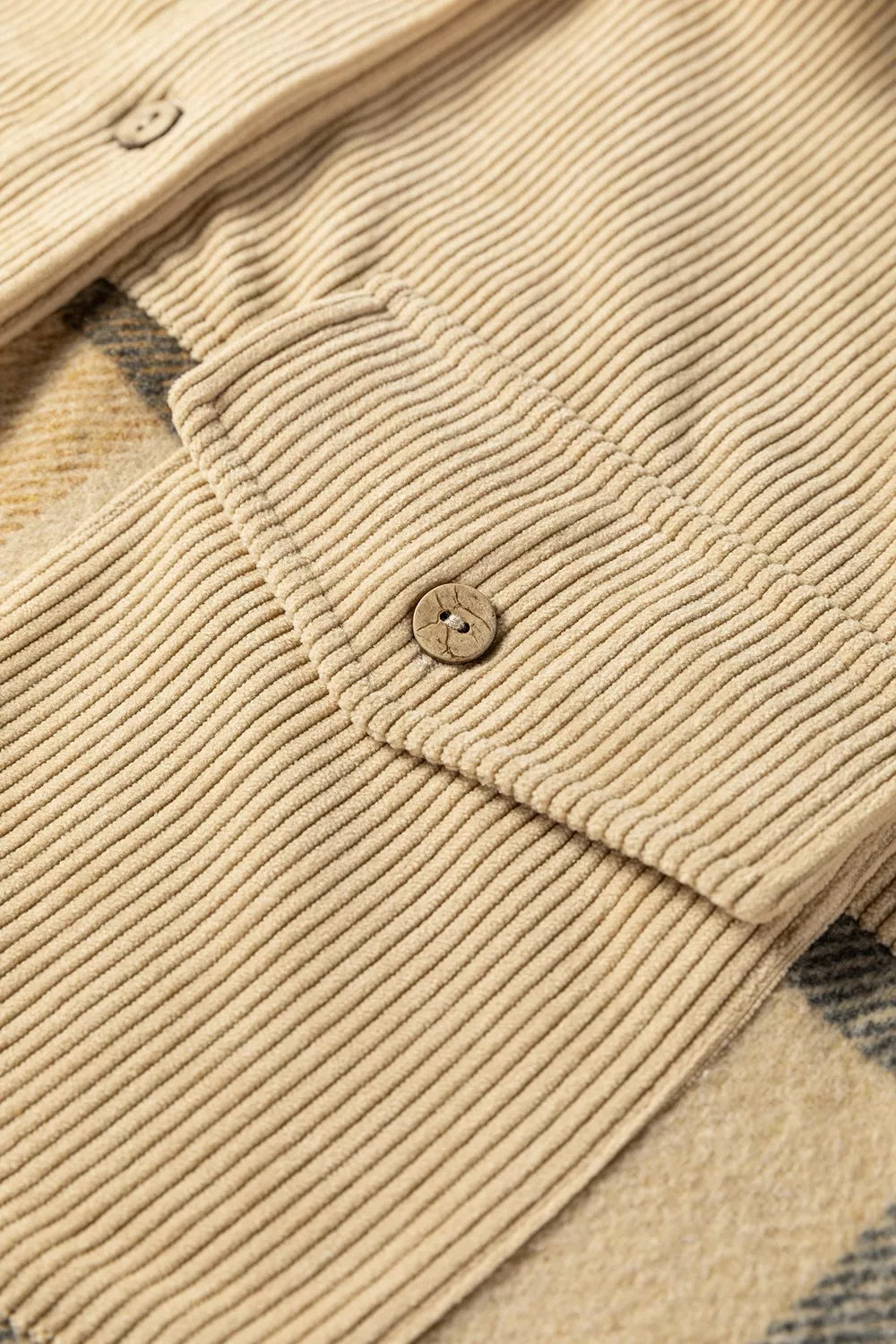 Retro Plaid Corduroy Patchwork Shacket