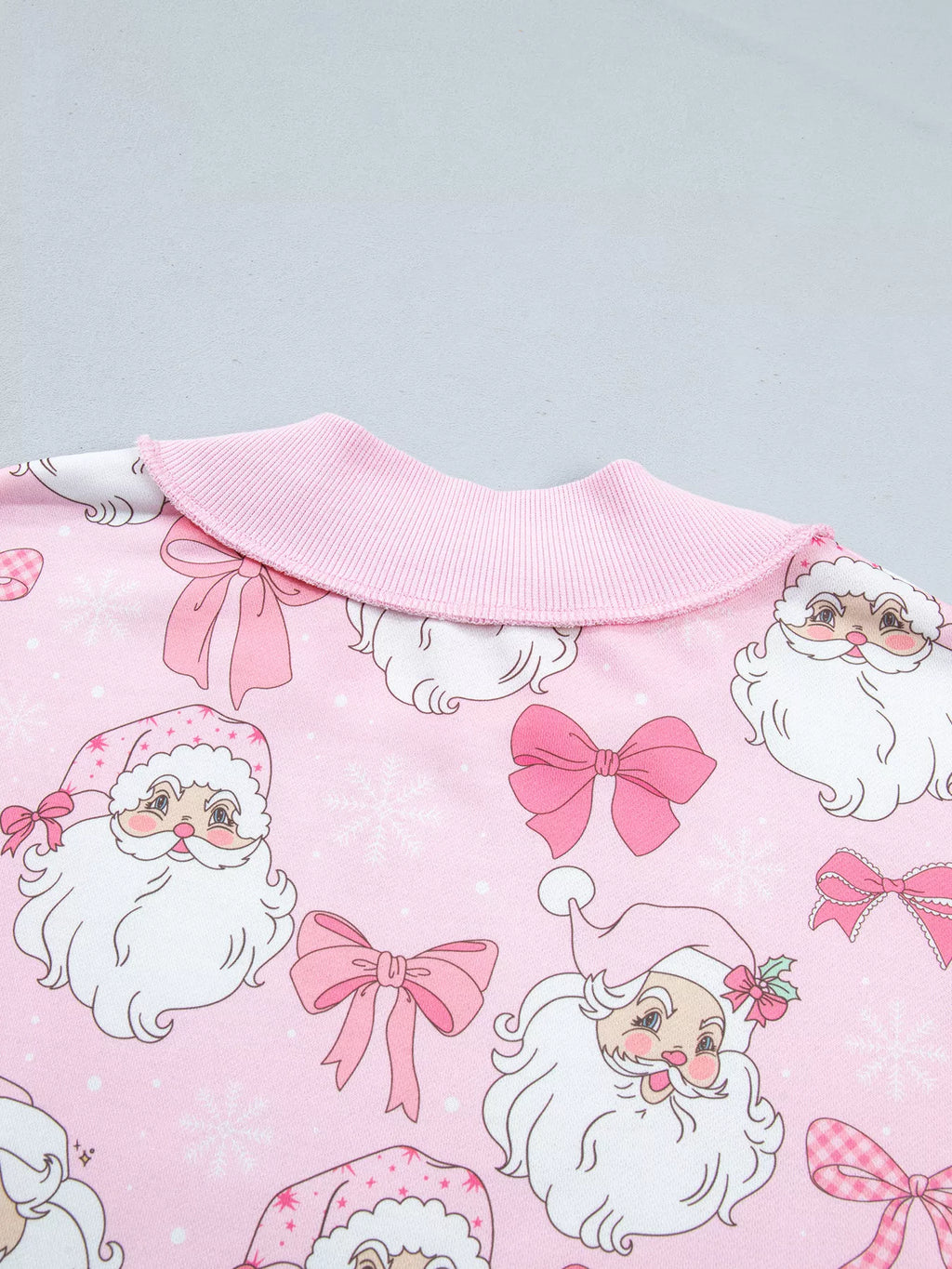 Abstract Santa Print Drop Shoulder High Neck Sweatshirt