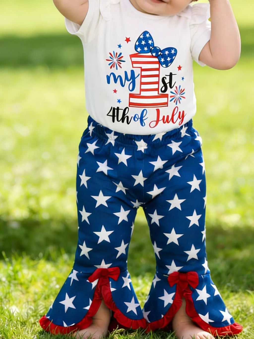 Children's Patriot Letter Bodysuit and Flare Pants 4 Piece Set