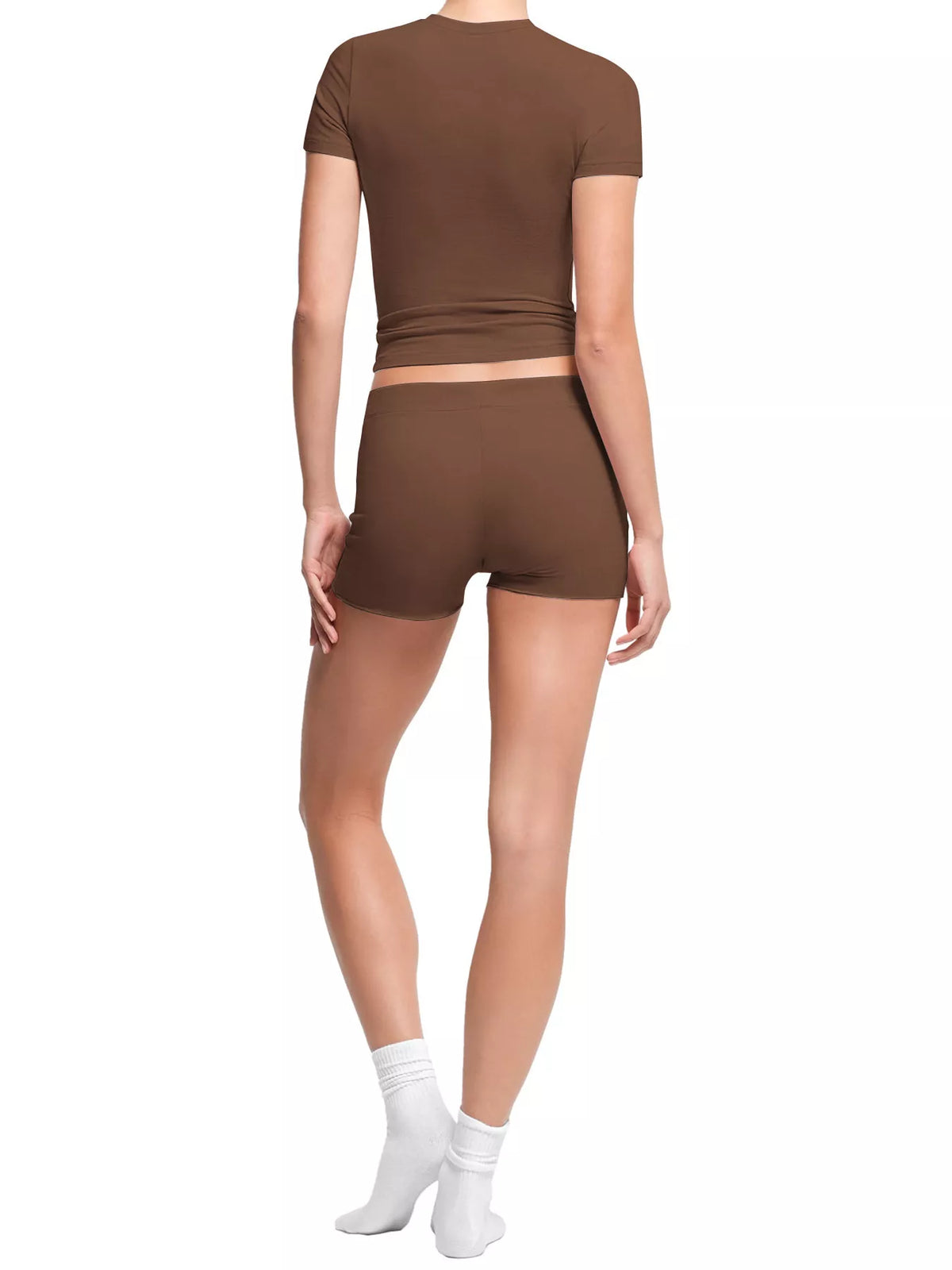 Mock Neck Crop Top and Drawstring Shorts Set