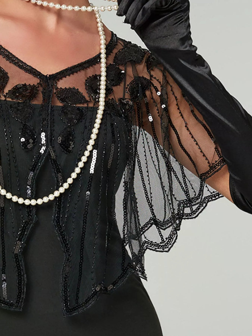 Sequin Sheer Capelet Outerwear