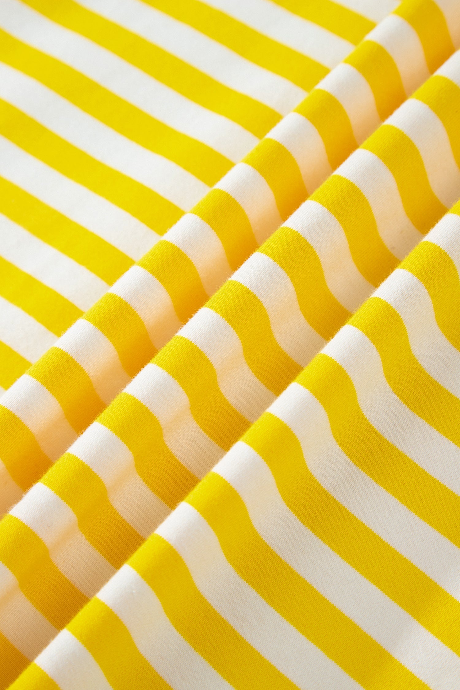 Yellow Stripe Contrast Neck Loose Tee and Drawstring Shorts Set