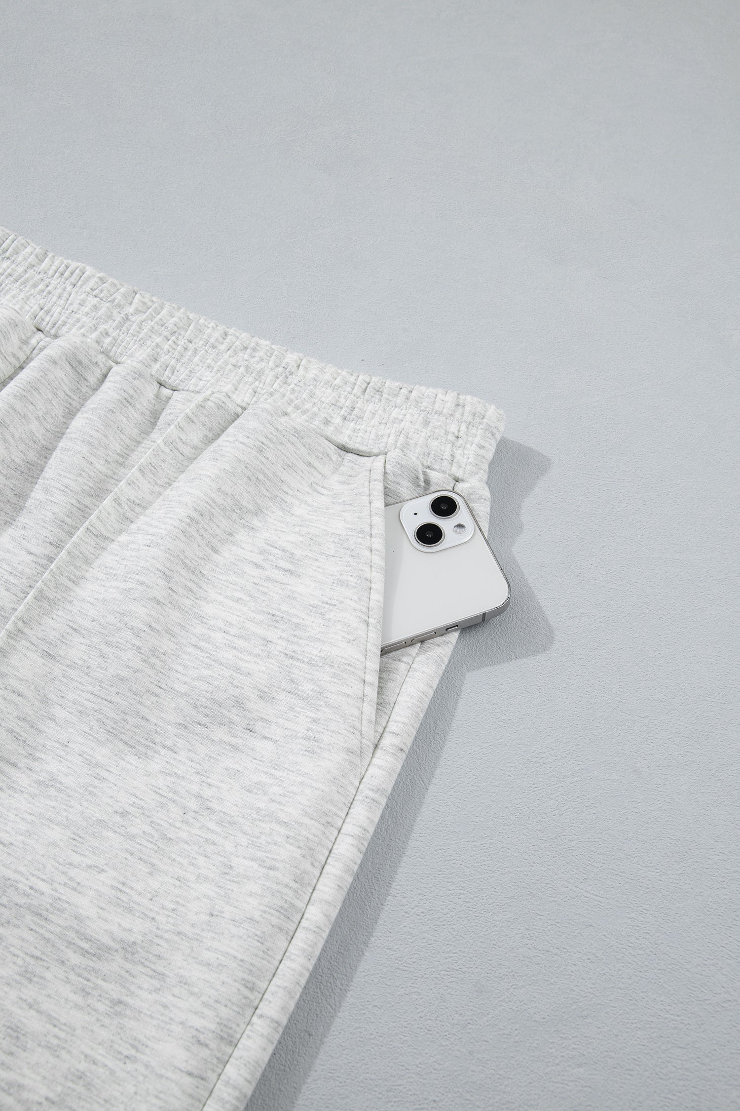 Light Grey Half Zip Polo Tee Loose Pants Plus Size 2pcs Outfit