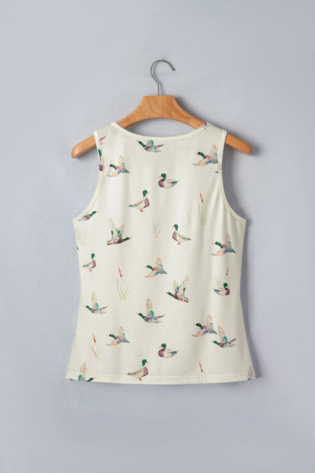 Beige Mallard Print Western Style Tank Top