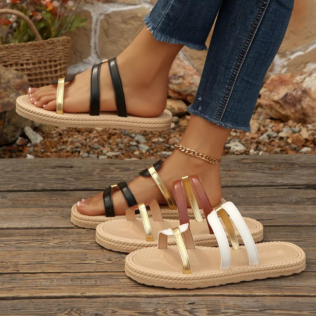 Open Toe Flats Sandals