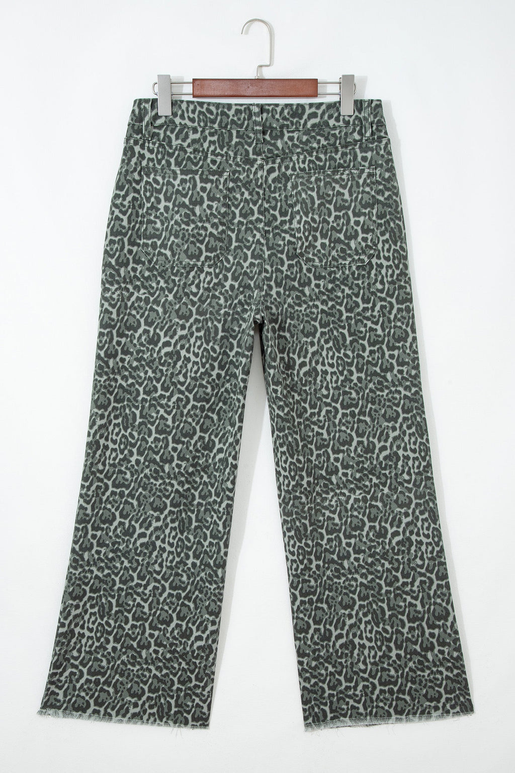 Leopard Frayed Edge High Waist Wide Leg Jeans