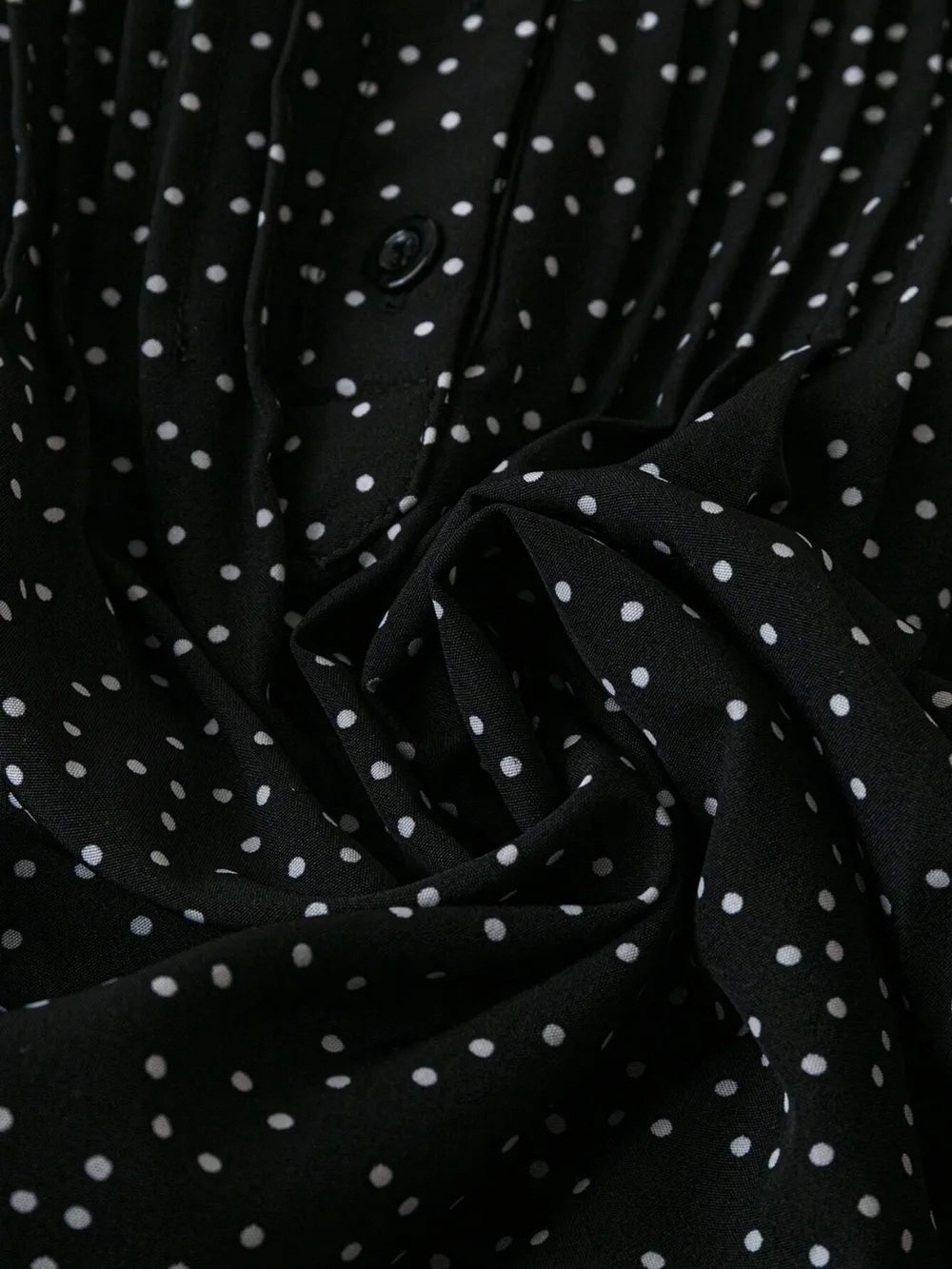 Polka Dot Notched Ruffled Cap Sleeve Blouse