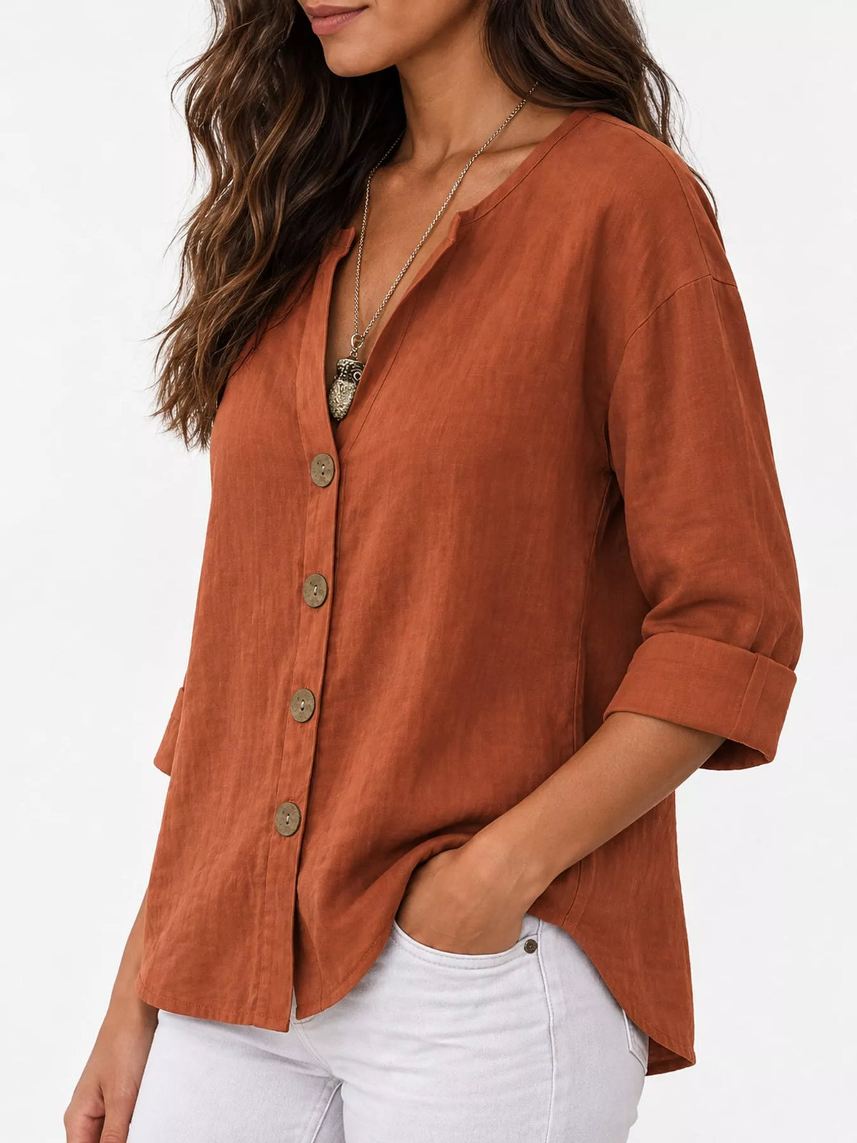 Notched Button Down Shirt