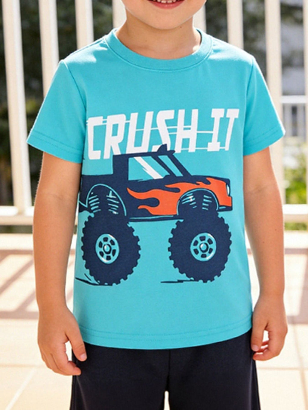 Children's Monster Truck Graphic Short Sleeve T-Shirt