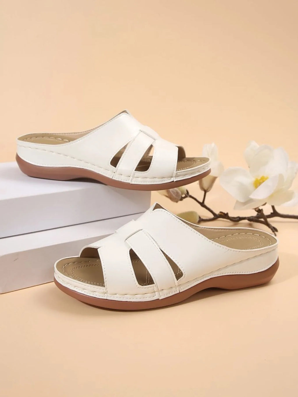 Cutout Leather Open Toe Sandals