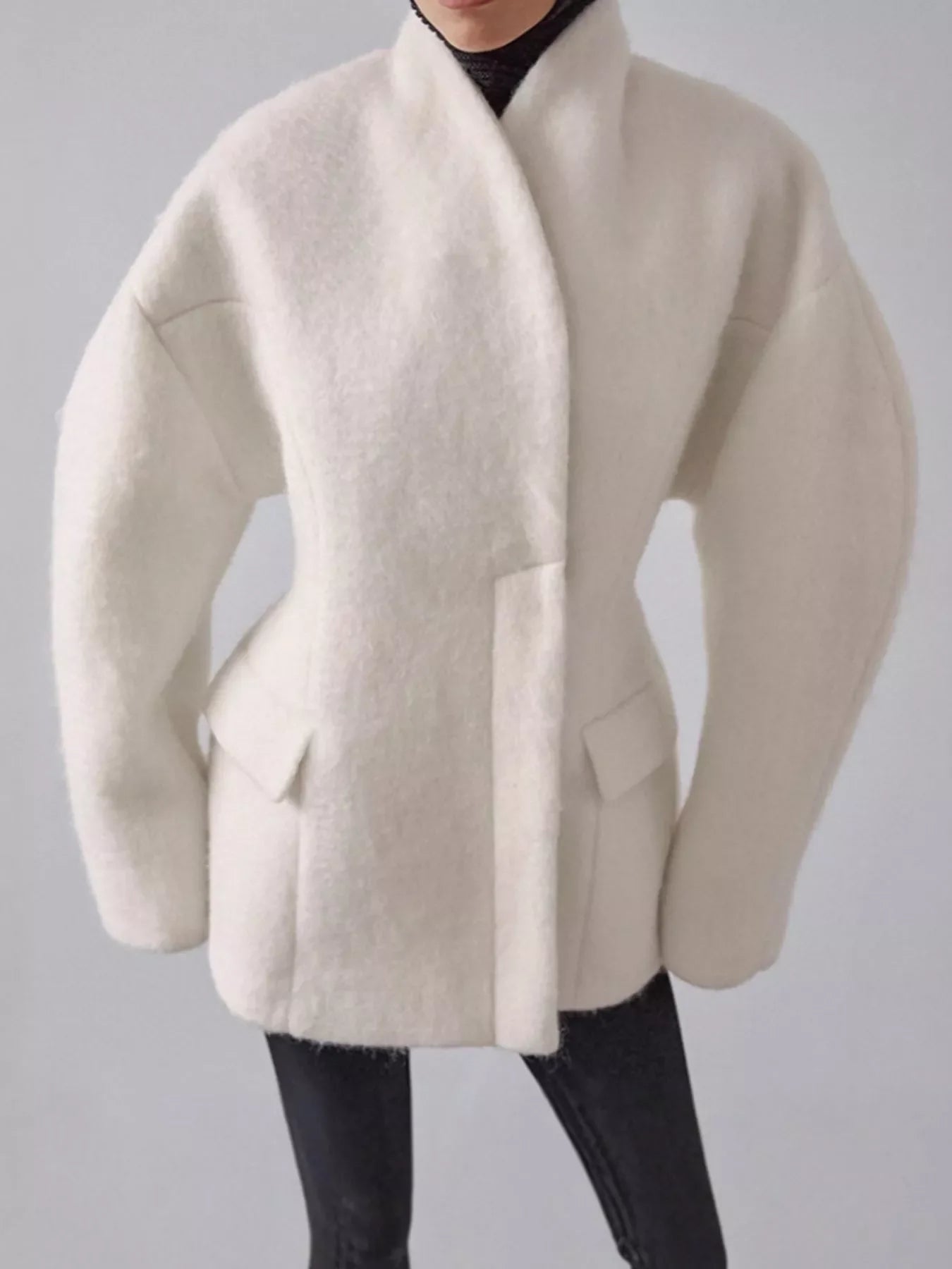 Wool-Blend Leg-of-Mutton Sleeves Outerwear