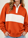 Full Size Color Block Snap-Button Sweatshirt Plus Size