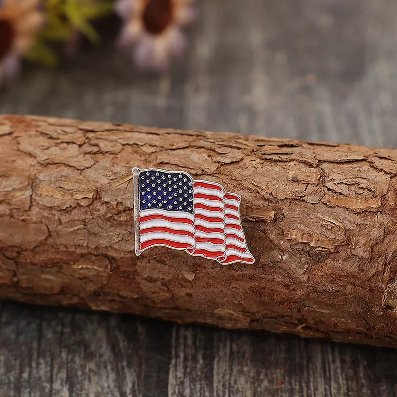 Two-Piece US Flag Drip Oil Brooch Set