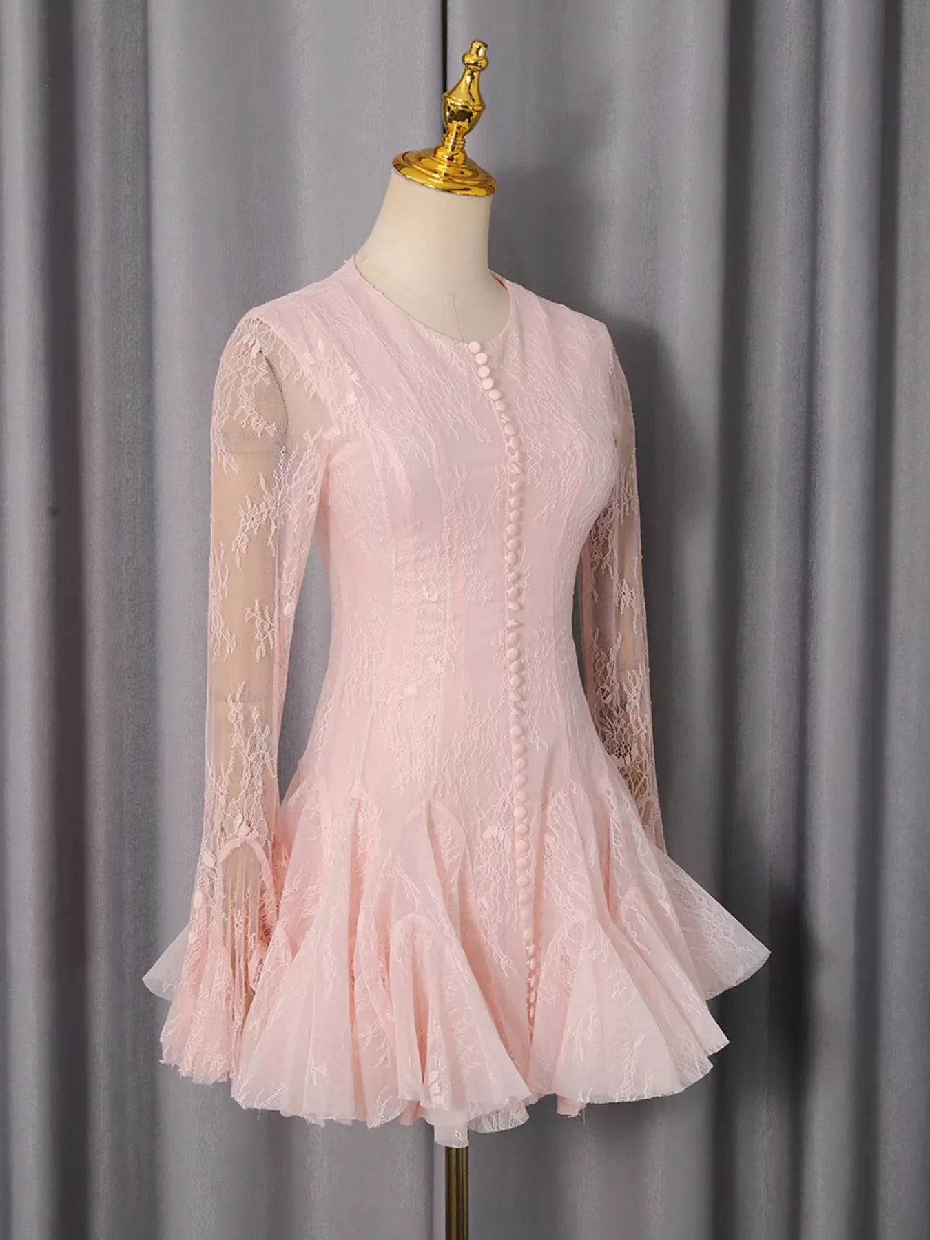 Lace Flare Sleeve Mini Dress