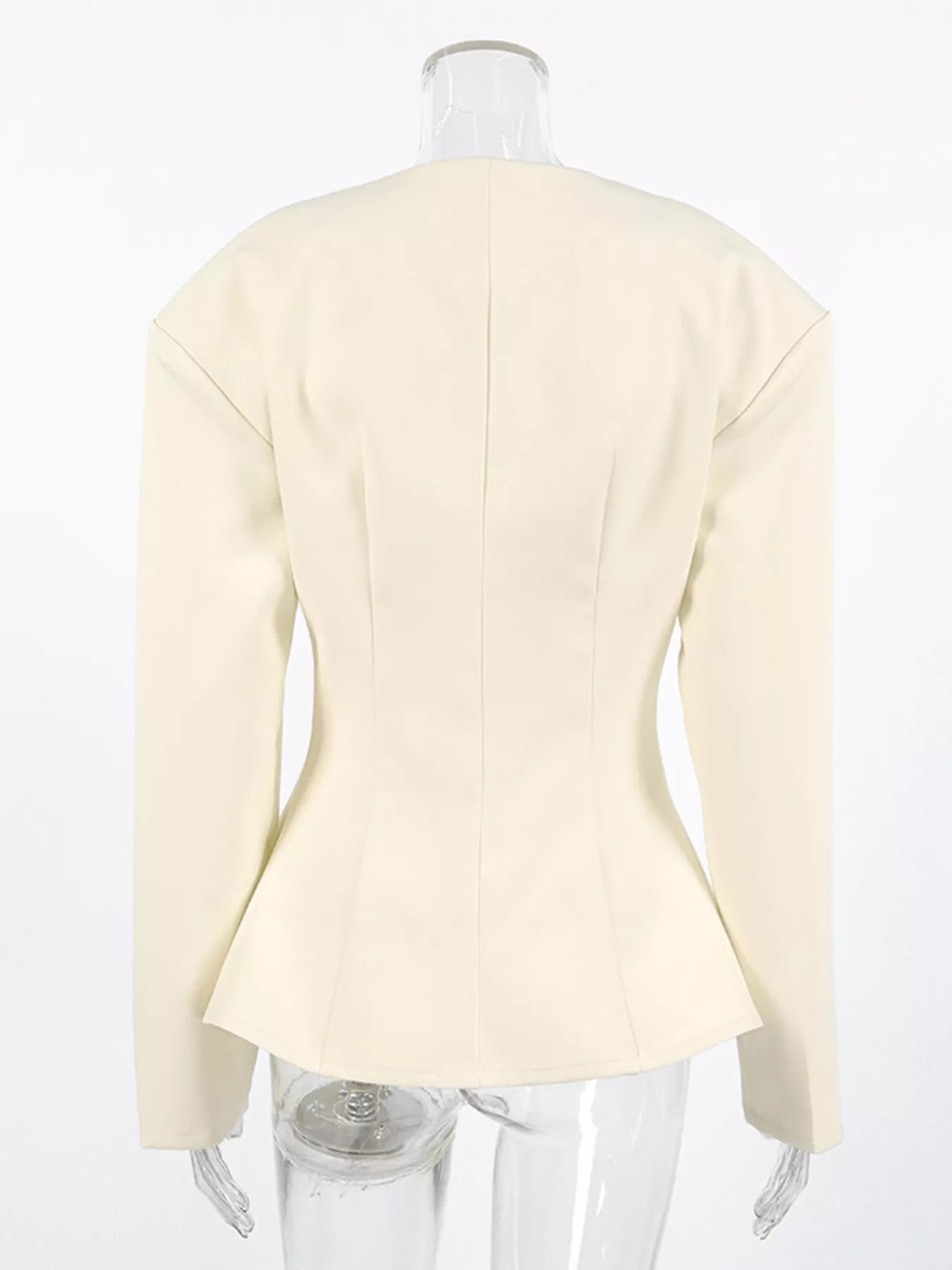 V-Neck Button-Up Blazer with Structured Shoulders