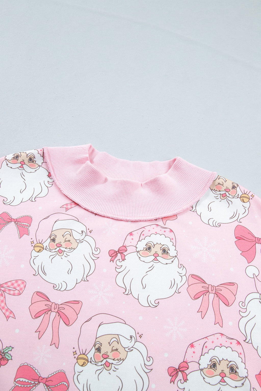 Christmas Santa Bow Mock Neck Graphic Sweatshirt