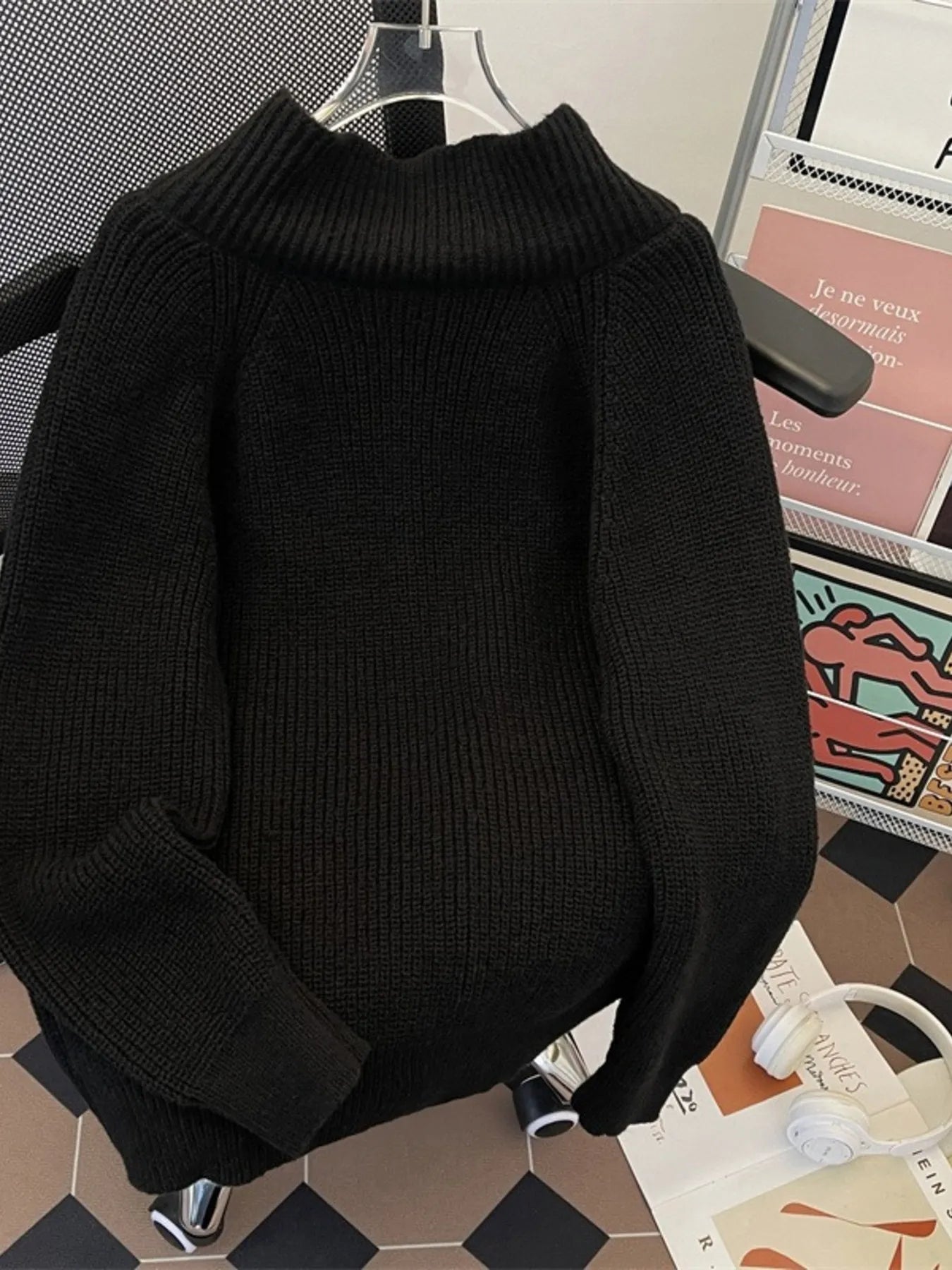 Men's Plus Size Zip-Up Ribbed Cardigan