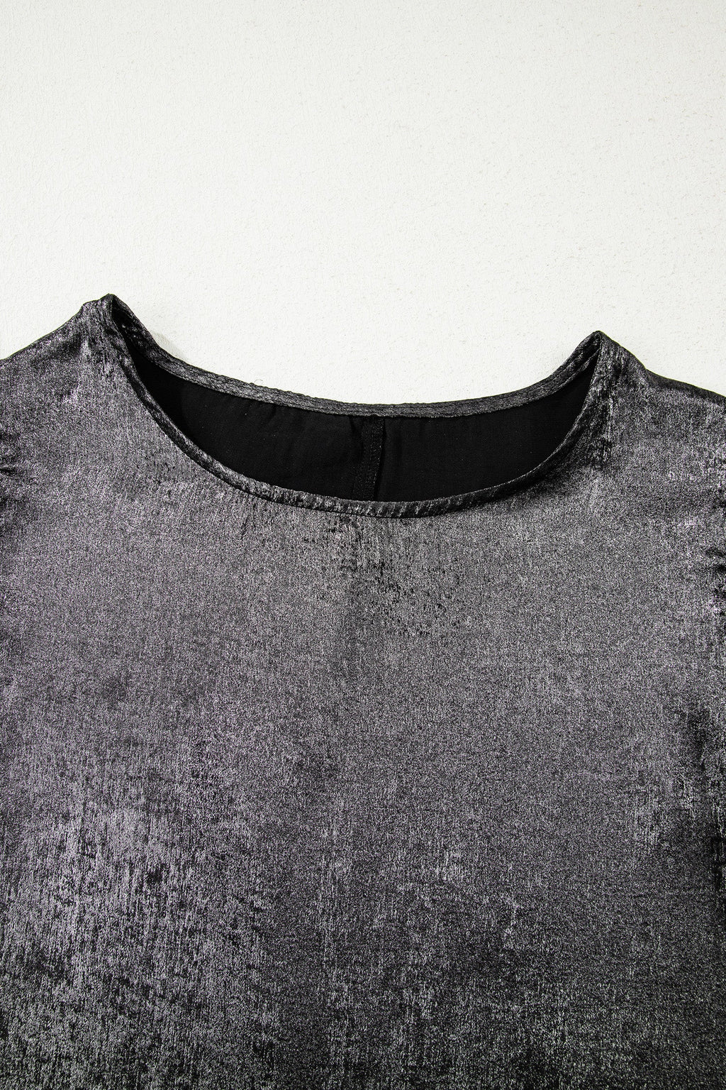 Metallic Ruffle Trim Sleeveless Round Neck Top